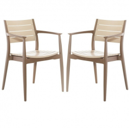 Set 2 scaune dining cafenea Raki Regnum cafea capucino 44x56xh81cm din polipropilen cu fibra de sticla 