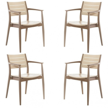 Set 4 scaune dining cafenea Raki Regnum cafea capucino 44x56xh81cm din polipropilen cu fibra de sticla 