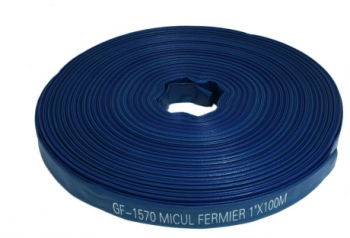 Furtun plat din PVC refulare pompa 1 inchi 100m albastru insertie panza Micul Fermier GF-1570 