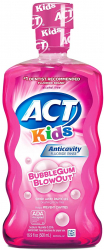 Apa de Gura pentru Copii Act Bubblegum Blowout cu Fluor fără Alcool Aroma de Gumă de Mestecat Varsta 6+ ani 500ml