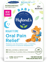 Tablete Homeopate Hylands Baby Calmare Dureri Gingivale Bebeluși Dizolvare Instanta 0+ Luni 100 125 Tablete pentru Noapte