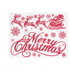 Sticker decorativ de Craciun Merry Christmas 30 x 42 cm Rosu JMB-BBL6579