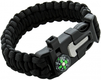 Bratara cu Busola fluier si kit de aprindere foc SDS Survivor Negru COM-BBL6642 
