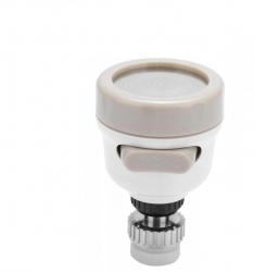 Cap de robinet cu aerator 3 tipuri de jet ABS rotire 360 grade alb/bej 