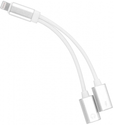 Adaptor Compatibil cu Mufa Lightning / HF Audio + Incarcare Compatibil cu Mufa Lightning Silver