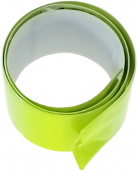 Banda reflectorizanta cu auto-strangere cod 06893 lungime 40 cm latime 3 cm pentru vizibilitate verde fluorescent 