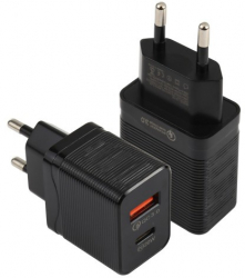 Adaptor de Priza cu Porturi USB QC 3.0 si Type C Fast Charge 