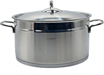 Oala cilindrica din inox cu capac capacitate 4.5 l diametru 22 cm fund dublu 