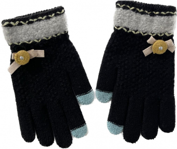 Manusi cu touch screen Classic Black Flower marime S-M WRB-BBL6807 