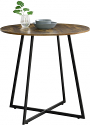 Masa de Bucatarie Rotunda 78x80cm cu Efect de Lemn Nuanta Inchisa Cadru Metal Blat MDF