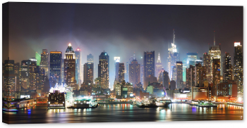 Tablou luminos in intuneric GlowforHome New York City Panorama Noapte luminoasa 80 cm x 40 cm 