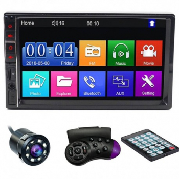 MP5 Player Techstar® 7032 2DIN Camera Marsarier Ecran HD Touch 7 inch Comenzi Volan Telecomanda MirrorLink 
