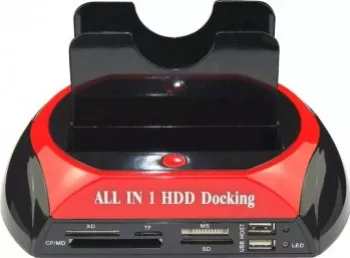 Dock hard disk cu usb dual SATA 3.5/2.5 rosu/negru 