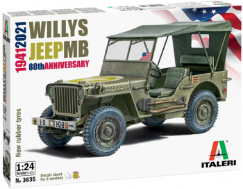 Kit de construit auto Willys Jeep MB a 80-a aniversare / Lungime 13cm / Scara 1 24 / 14+ 
