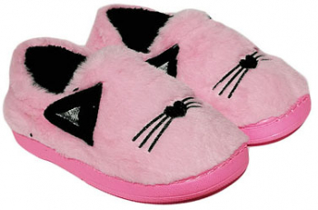 Botosi de casa copii Kitten plusati cu model animatie - Roz 30/31 
