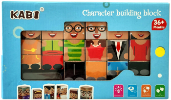 Cuburi din lemn tip puzzle 6 meserii 18 piese 