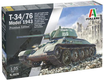 Kit de construit tanc T-34/76 model 1943 Editie Premium / Lungime 19 cm / Scara 1 35 / 14+ 