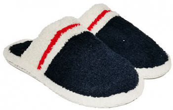 Papuci de casa dama Fluffy plusati cu broderie - Bleumarin 36/37 
