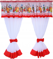 Perdea bucatarie bumbac alb imprimeu cu iepurasi cu dantela alba rejansa 6 cm 300x160 