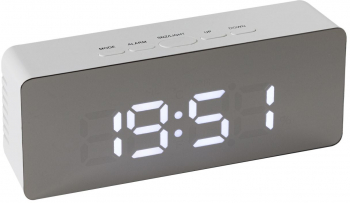 Ceas de masa cu oglinda LED alarma luminozitate reglabila indicator de temperatura si umiditate 14 5x4x8 cm 