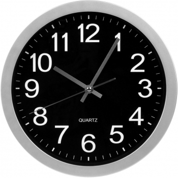 Ceas de perete analog Argintiu/Negru 30 cm 