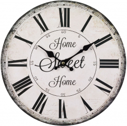 Ceas de perete Vintage analog din lemn Home Sweet Home 34 cm 
