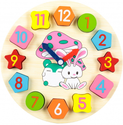 Ceas educativ rotund din lemn pentru copii piese colorate 25 cm 