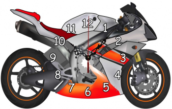 Ceas perete model motocicleta analog camera copii din lemn 33 x 24 cm 