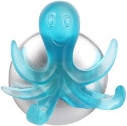 Cuier baie model caracatita 5 agatatori din plastic fixare prin lipire 6 x 6.5 cm albastru lucios 