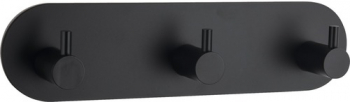 Cuier de baie triplu prindere prin lipire din metal negru 