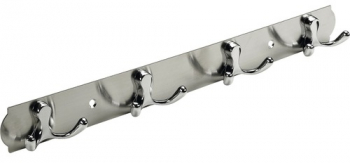 Cuier de perete cu 4x2 carlige Modern 380x38x33 mm otel inoxidabil/zamac cromat 