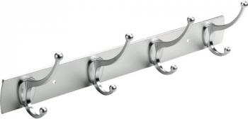 Cuier de perete cu 4x2 carlige Modern 435x110x80 mm aluminiu eloxat/zamac cromat 