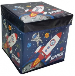 Cutie de depozitare pliabila pentru copii cu imprimeu Blue Space 30x30x30 cm 24 lt albastru Multicolor 24 l 