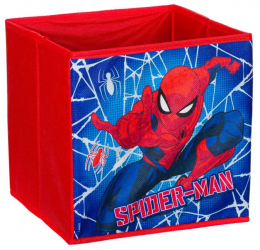 Cutie de depozitare pliabila pentru copii cu imprimeu Spiderman 25x25x25 cm rosu 