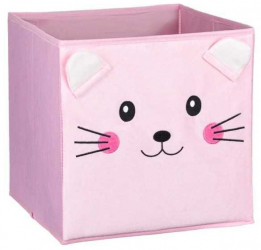 Cutie de depozitare pliabila pentru copii Pink Kitten exterior catifea 30x30x30 cm roz Multicolor 1 l 