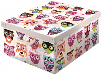 Cutie decorativa Gufetti din carton 50 x 39 x 24 cm multicolor cu capac 