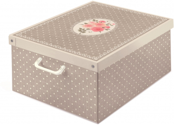 Cutie decorativa Pois din carton 50 x 39 x 24 cm gri cu capac 