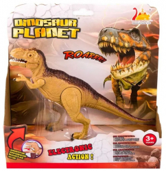 Figurina Dinozaur T Rex cu sunet si lumina 24 cm articulat maro Figurina Jurasic Park 