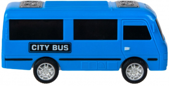 Jucarie copii Autobuz albastru City Bus 12 x 4 x 5 cm din plastic 