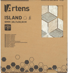 Mozaic ceramic 26.7 x 30.9 cm Island alb/bej/gri 