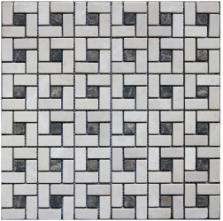 Mozaic marmura 30.5 x 30.5 cm Emperador bej / negru 