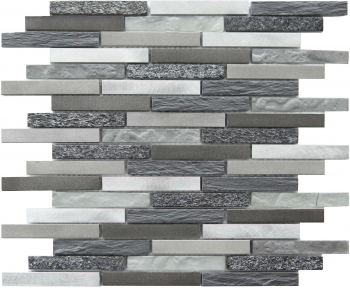 Mozaic sticla aluminiu si marmura 30 x 30 cm gri 