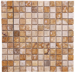 Mozaic travertin 30.5 x 30.5 cm Gold Sienna auriu lucios 