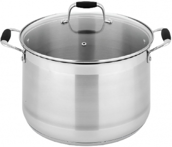 Oala cu capac si manere inox/sticla 28 cm capacitate 10 L Gri 