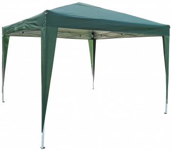 Pavilion pliabil pentru gradina Garden RC004 cu 4 picioare cadru metalic + poliester patrat 3 x 3 m Verde Verde 300 cm Patrat Mobilier Gradina