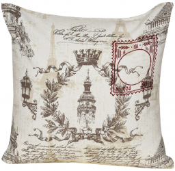 Perna decorativa patrata bumbac si poliester cu imprimeu interbelic 40 x 40 cm Multicolor 