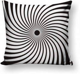 Perna decorativa patrata Casablanca Abstract poliester si fibra poliester siliconizata imprimeu alb-negru hipnotic 50 x 50 cm Alb / Negru 