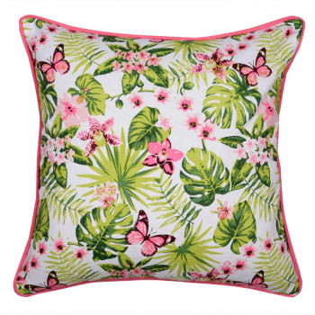 Perna decorativa patrata Feels Like Summer bumbac si poliester cu print floral 40 x 40 Multicolor 