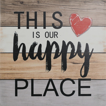 Placa decorativa lemn Happy place 30 x 30 cm 