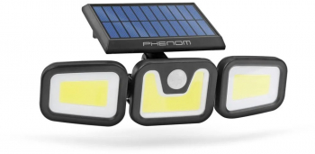 Reflector solar rotativ cu detector de miscare Phenom 3 LED-uri acumulator 2400 mAh 3.7V IP65